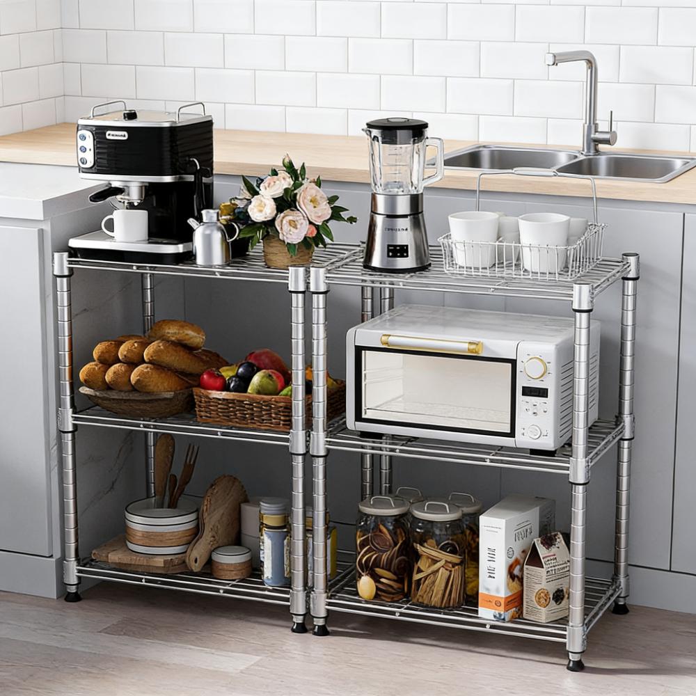 3-Tier Adjustable Stainless Steel Wire Storage Shelf