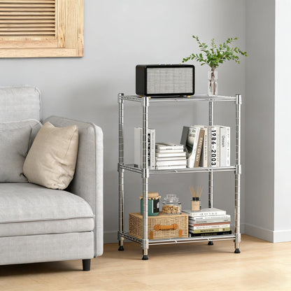3-Tier Adjustable Stainless Steel Wire Storage Shelf