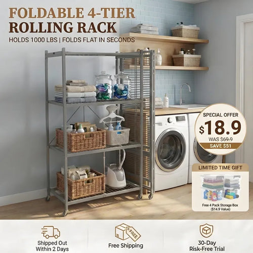 No Tools Required! Instant Setup Storage Shelf with 360° Rotation