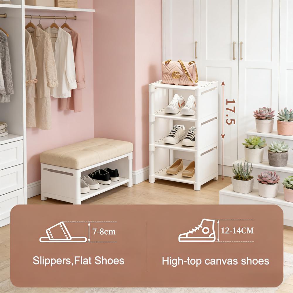 Narrow Adjustable Shoe Rack with Multi-Tier Storage (Space-Saving)