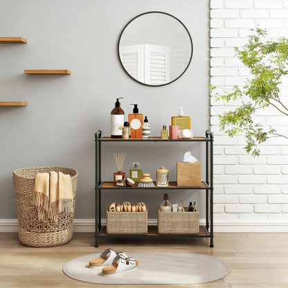 3-Tier Industrial Style Bamboo Storage Shelf