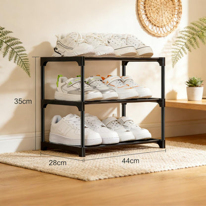 3-Tier Heavy-Duty Stackable Metal Shoe Rack (Sturdy & Space-Saving)