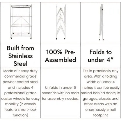 No Tools Required! Instant Setup Storage Shelf with 360° Rotation