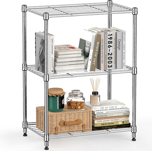 3-Tier Adjustable Stainless Steel Wire Storage Shelf