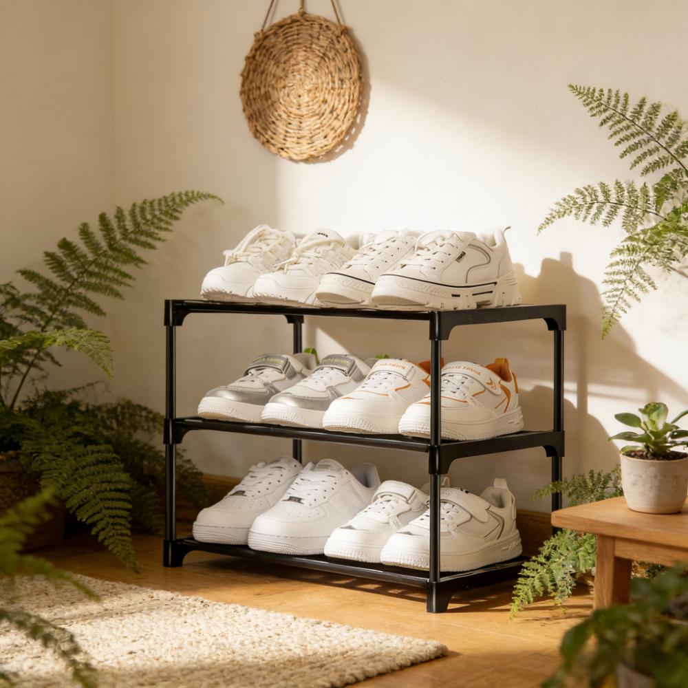 3-Tier Heavy-Duty Stackable Metal Shoe Rack (Sturdy & Space-Saving)