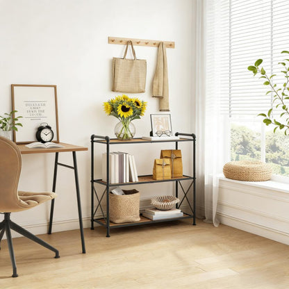 3-Tier Industrial Style Bamboo Storage Shelf