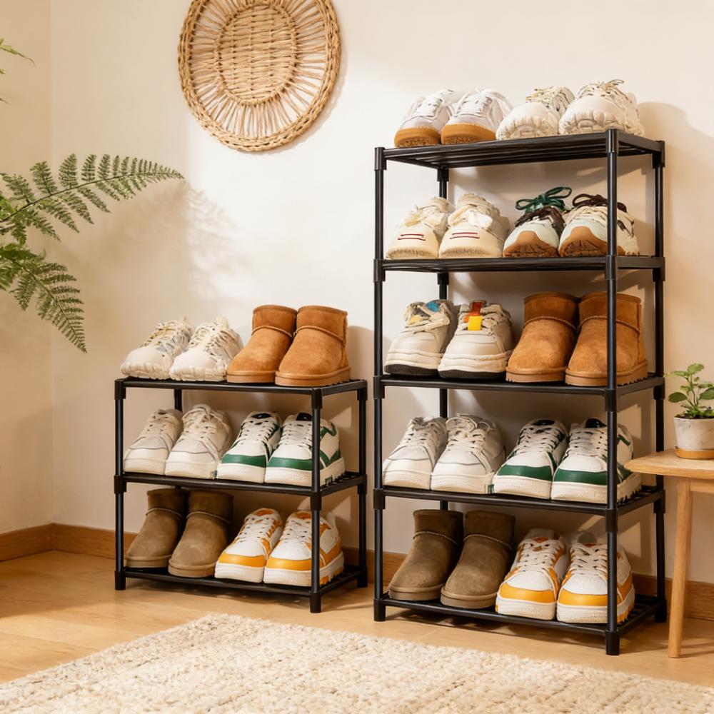 3-Tier Heavy-Duty Stackable Metal Shoe Rack (Sturdy & Space-Saving)