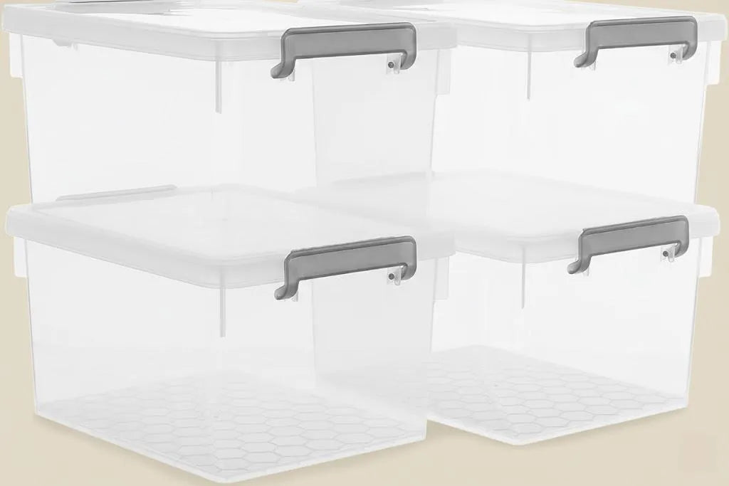 22.2 Qt Storage Bins, 4 Pack, Clear with Lids & Stackable