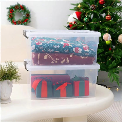 22.2 Qt Storage Bins, 4 Pack, Clear with Lids & Stackable