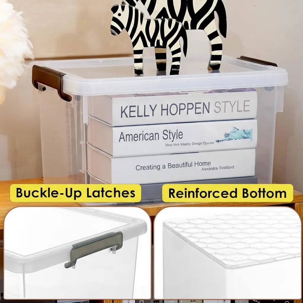 22.2 Qt Storage Bins, 4 Pack, Clear with Lids & Stackable