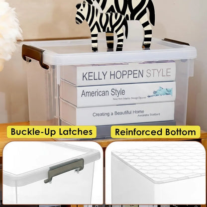 22.2 Qt Storage Bins, 4 Pack, Clear with Lids & Stackable